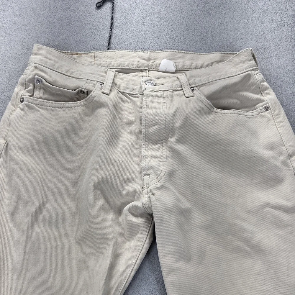 VTG Levis 501 Jeans Mens Cream Light Wash Straight Regular Button Fly Fits 28x28